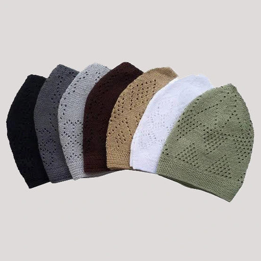 Premium Jali Prayer Caps - Pack of 6 | Asma-ul-Husna