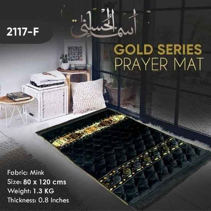 Plush Mink Prayer Mat – Gold Series, Elegant Blue Design